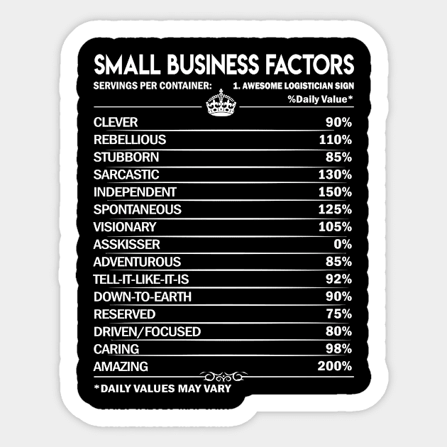 Small Business T Shirt - Daily Factors 2 Gift Item Tee Sticker by Jolly358